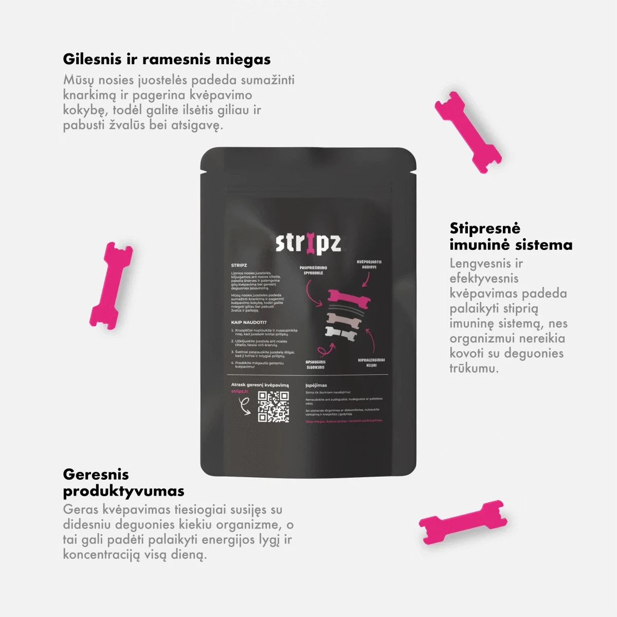 Nosies juostelės STRIPZ - Permatoma - Miegui ir sportui - STRIPZ