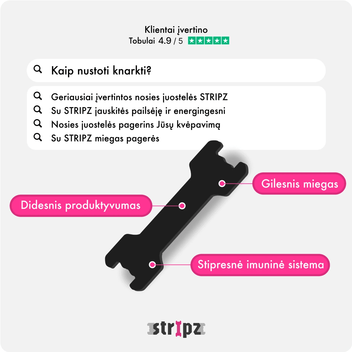 Nosies juostelės STRIPZ - Permatoma - Miegui ir sportui - STRIPZ