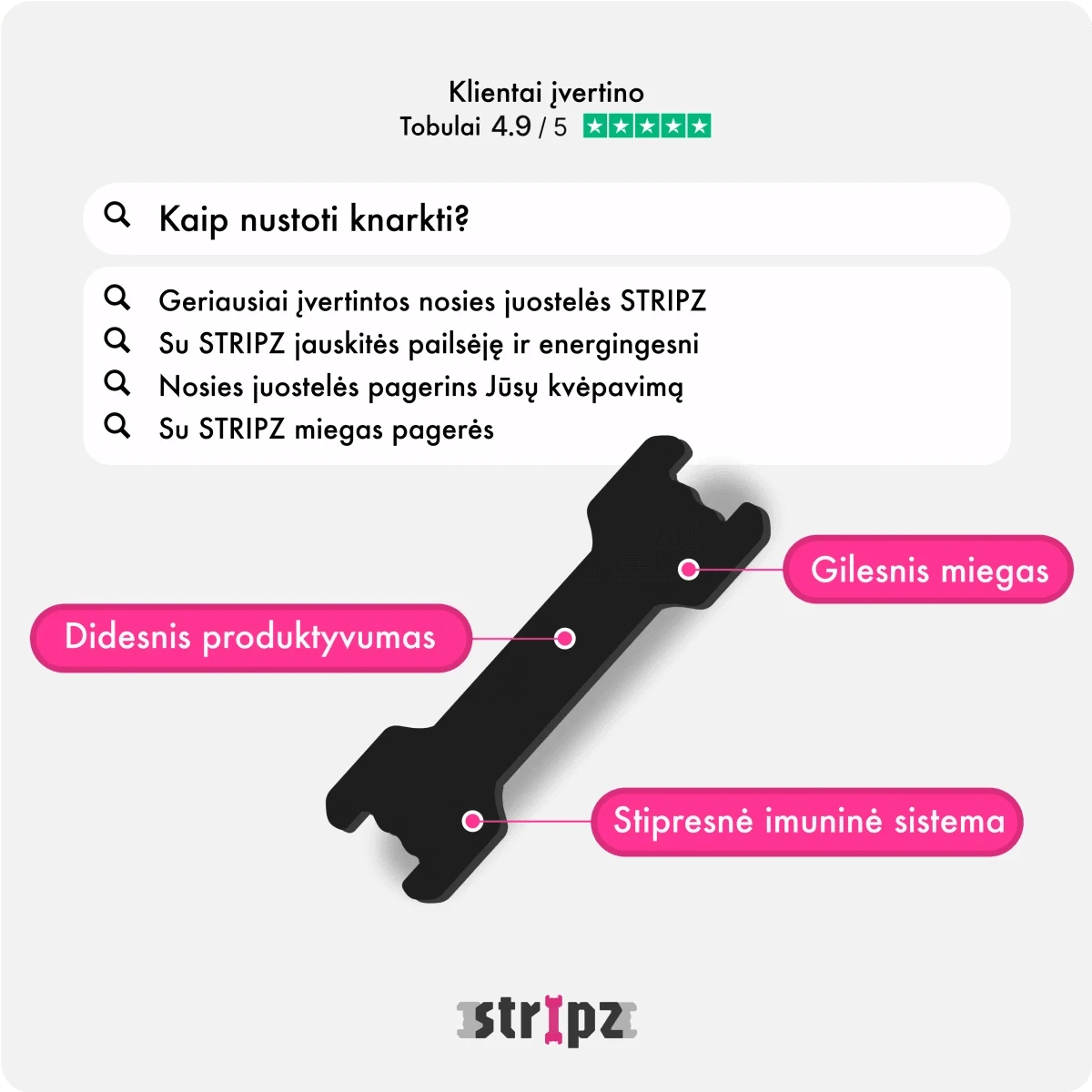 Nosies juostelės STRIPZ - Permatoma - Miegui ir sportui - STRIPZ