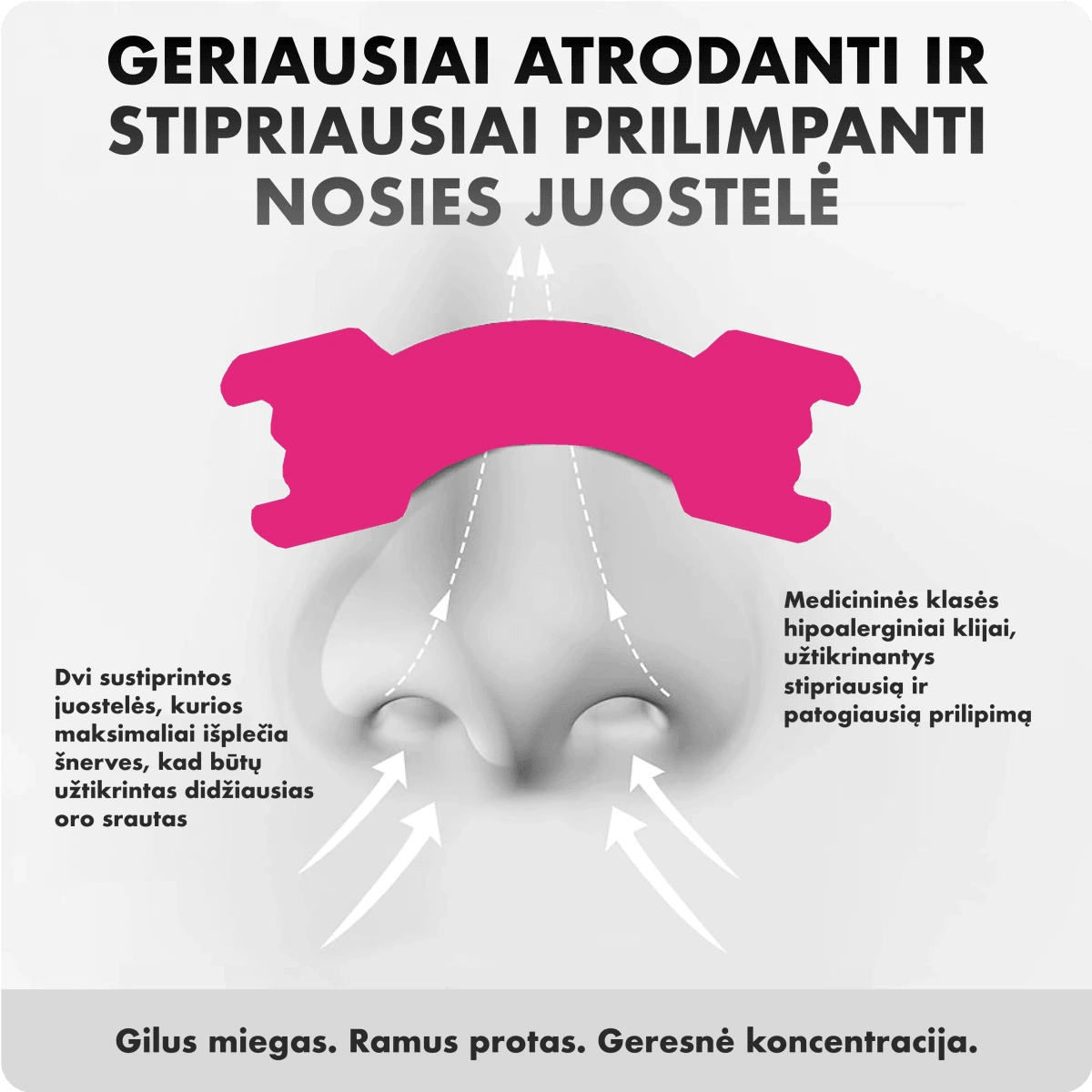Nosies juostelės STRIPZ - Rožinė - Miegui ir sportui - STRIPZ