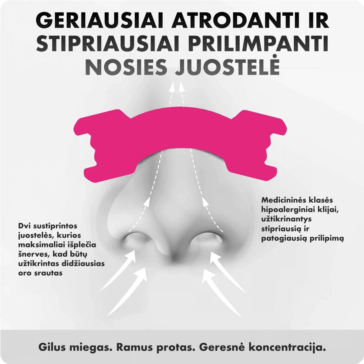 Nosies juostelės STRIPZ - Rožinė - Miegui ir sportui - STRIPZ